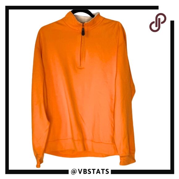 Orvis Men's Fly Fishing Pima Cotton 1/4 Zip Pullover Sweater Orange Size Large - Picture 1 of 9